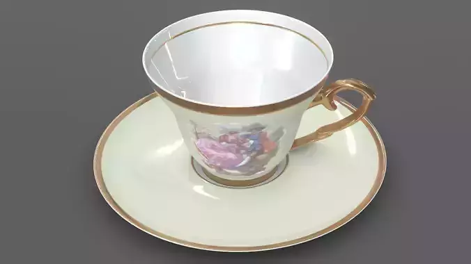 Coffee Cup Porcelain Retro 3D Model 