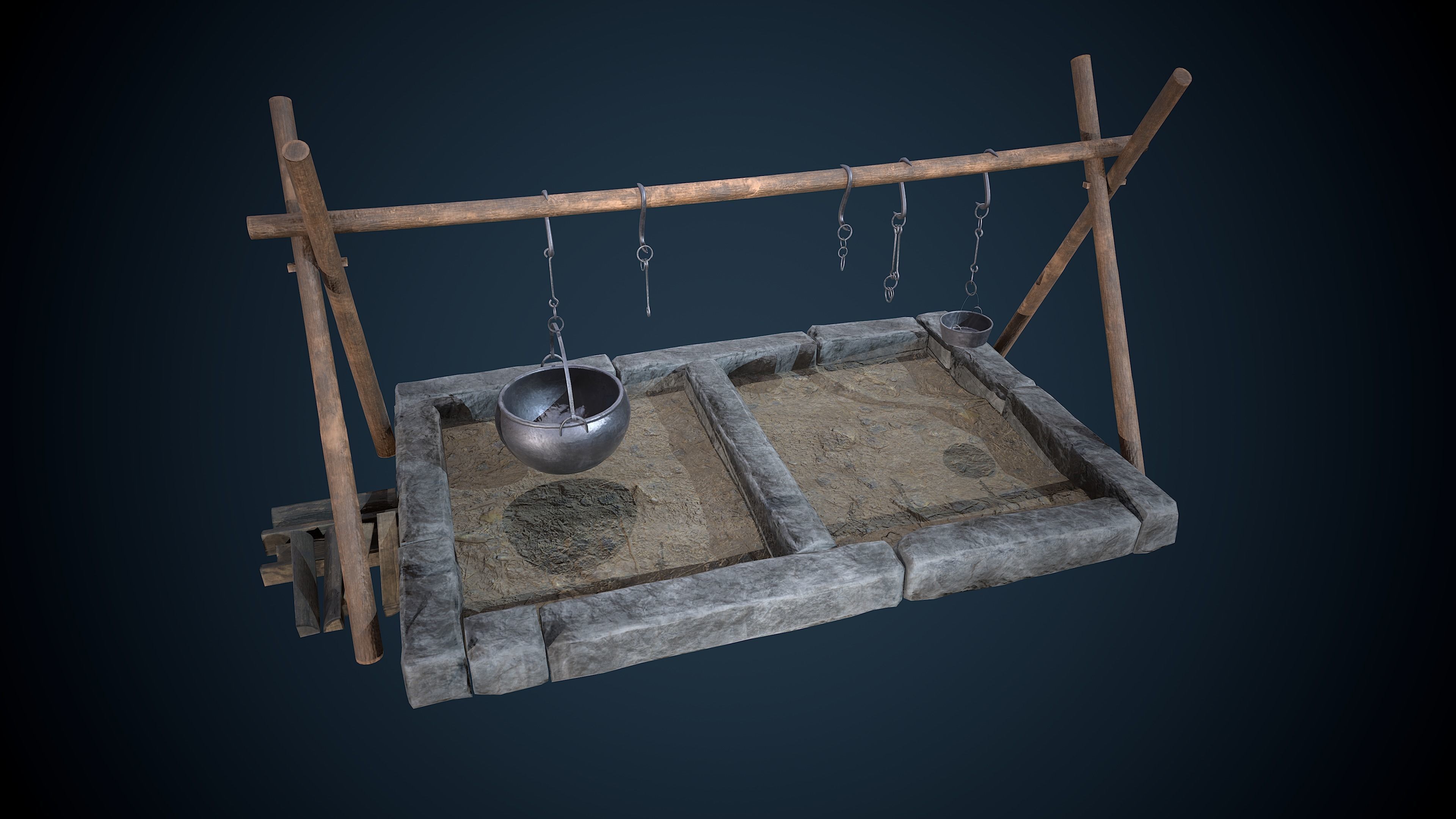 medieval fireplace 3d model