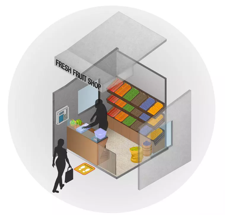 Small fresh fruit shop new normal concept with safety measures 3D print model_0