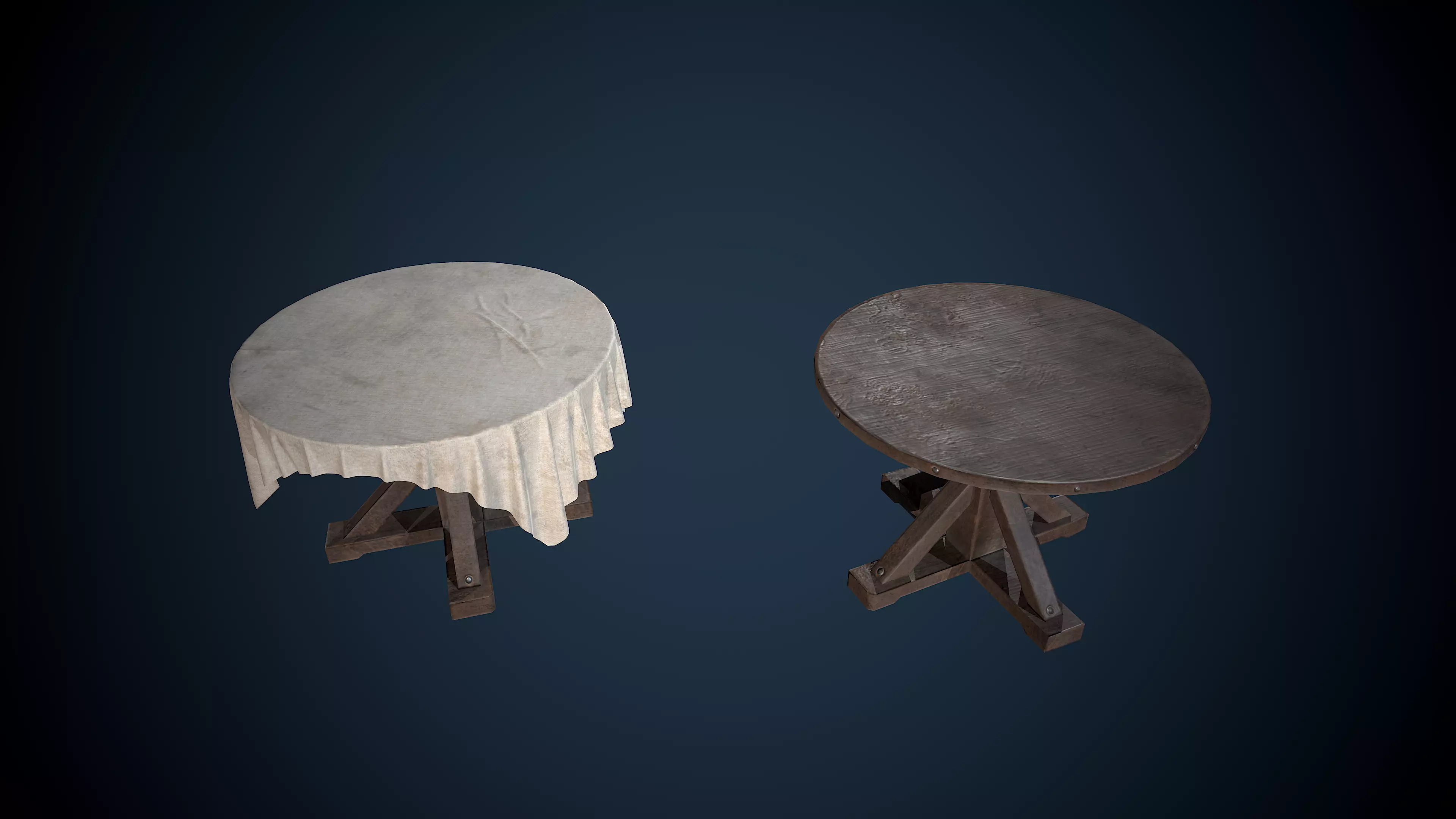 Viking Round Tables Game-Ready Low-poly 3D model_0
