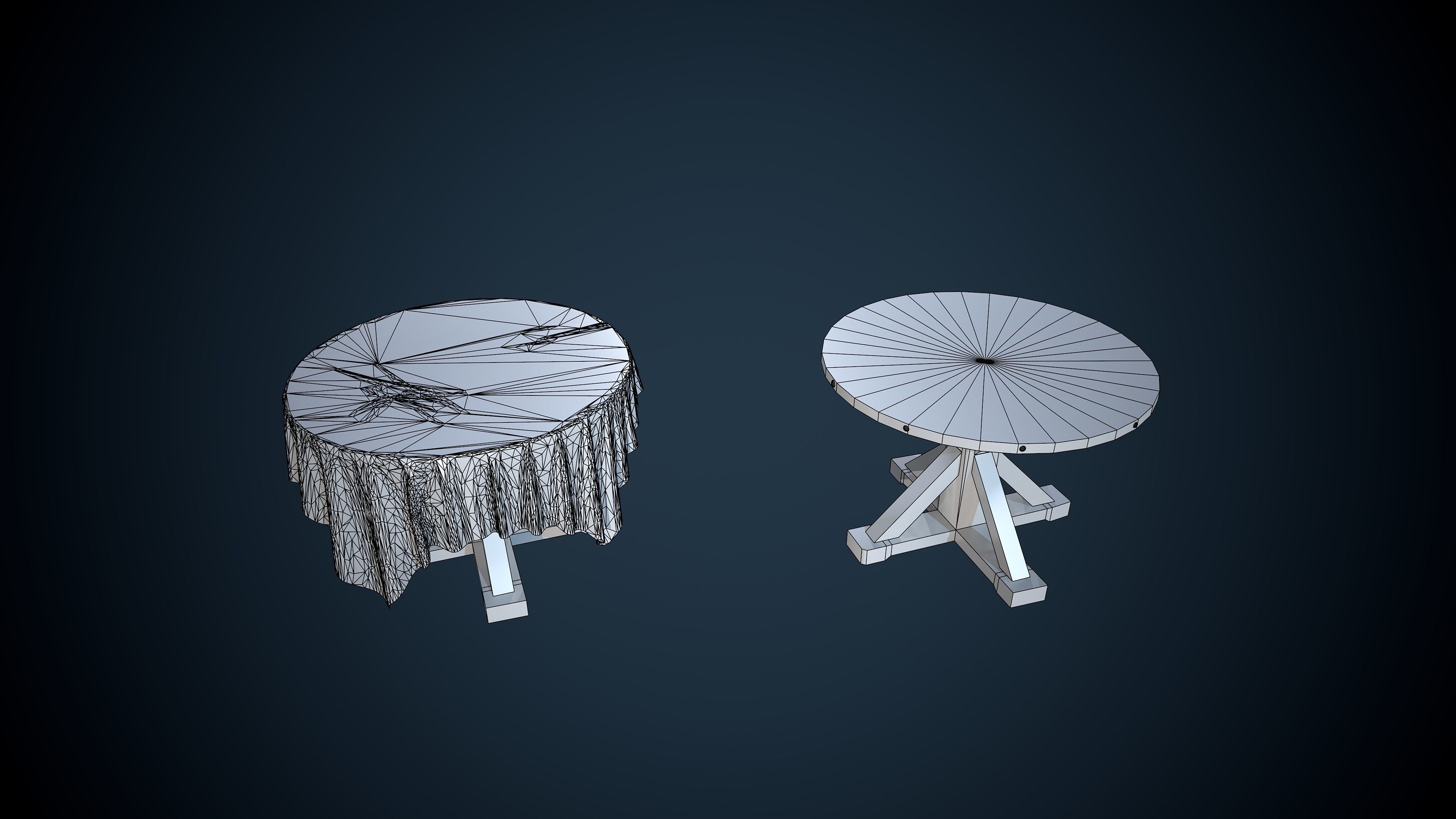 Viking Round Tables Game-Ready Low-poly 3D model_1