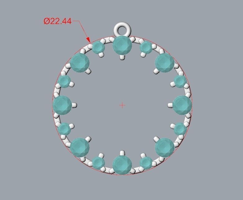 Pendant round gems 3dm stl CAD 3D print model_10