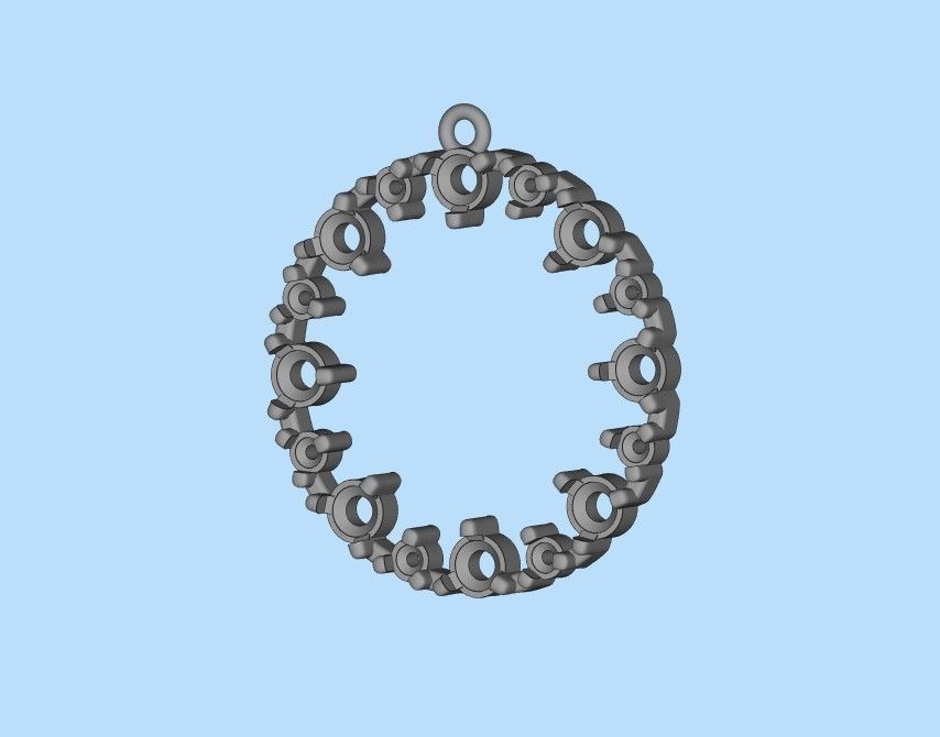 Pendant round gems 3dm stl CAD 3D print model_28