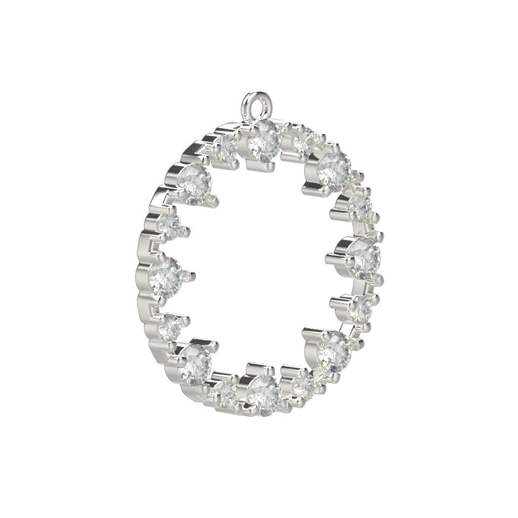 Pendant round gems 3dm stl CAD 3D print model_13