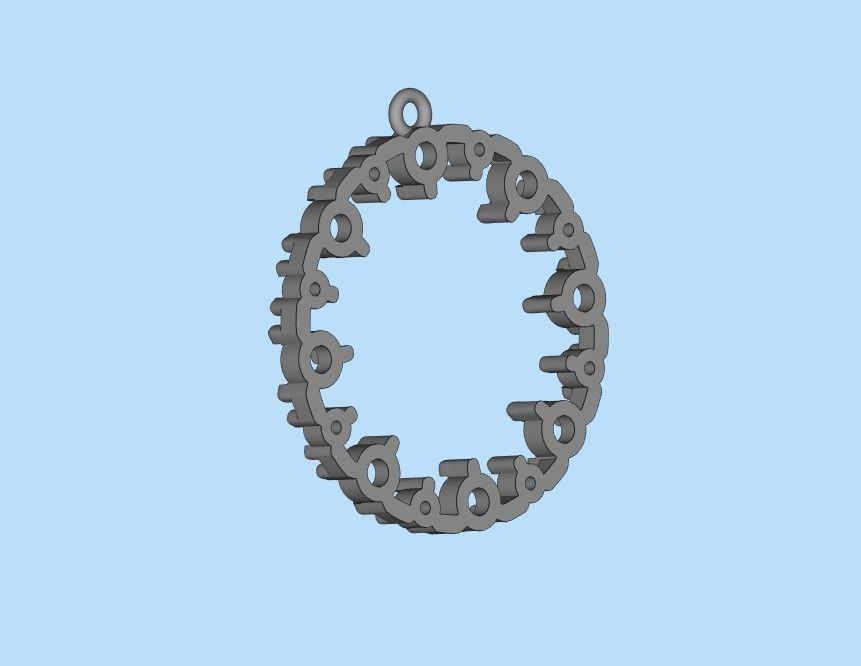 Pendant round gems 3dm stl CAD 3D print model_27