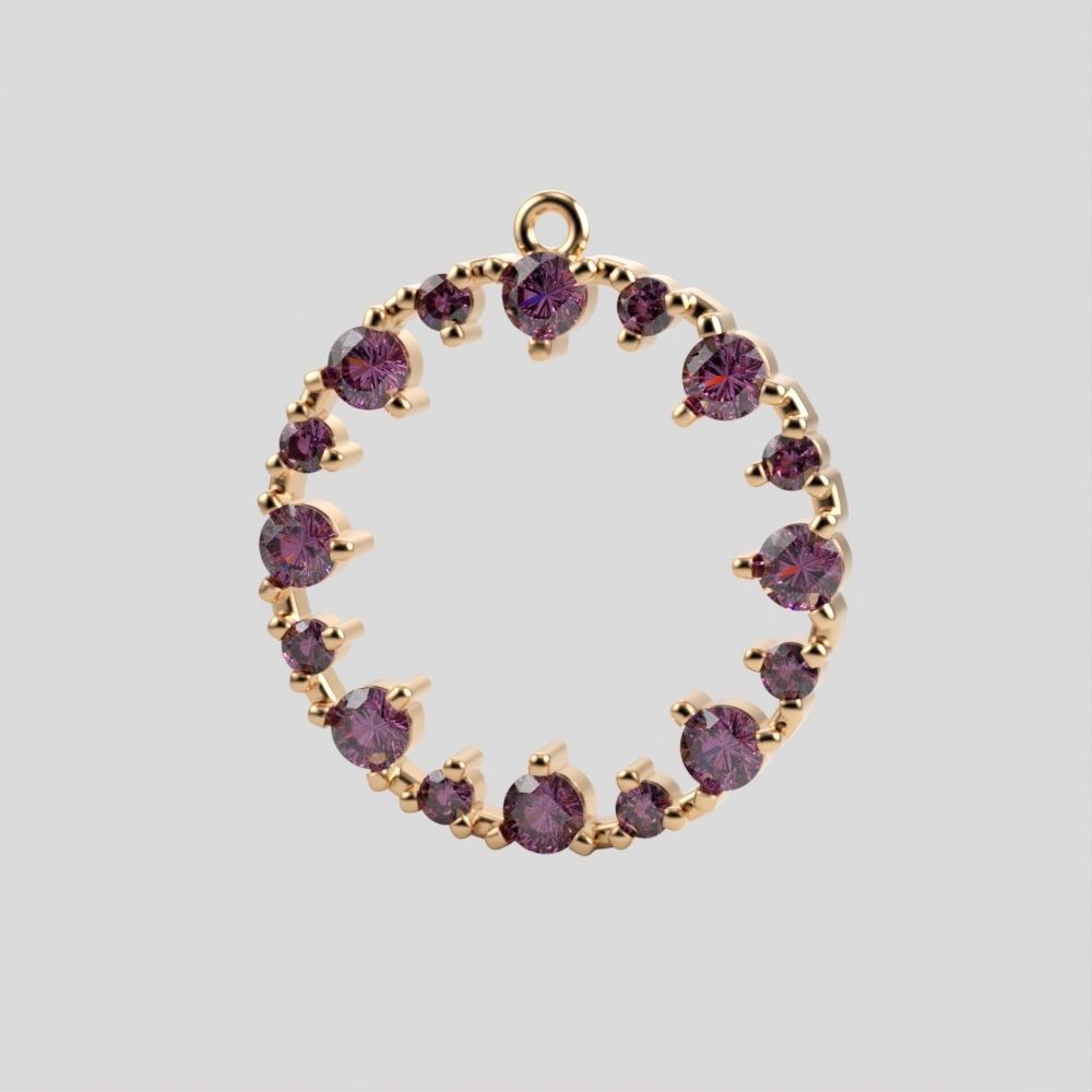 Pendant round gems 3dm stl CAD 3D print model_3