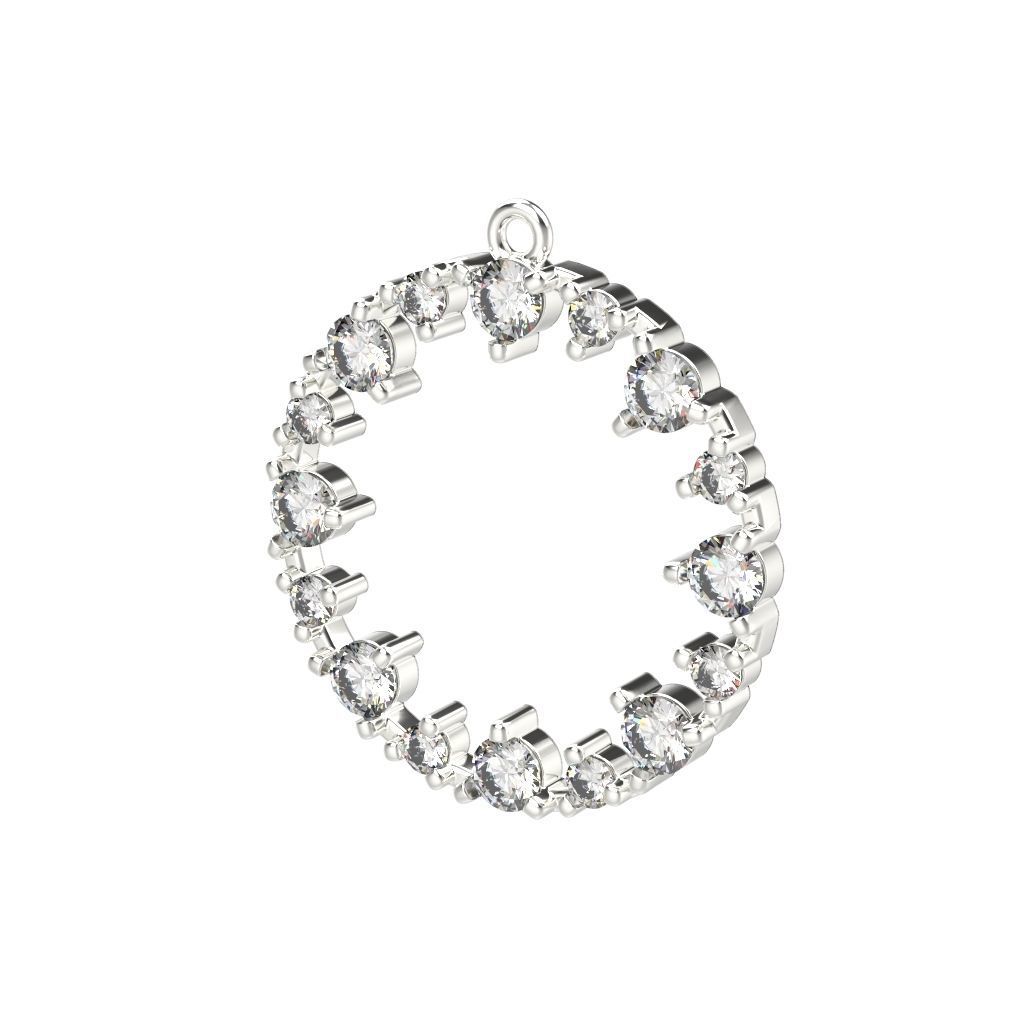 Pendant round gems 3dm stl CAD 3D print model_6