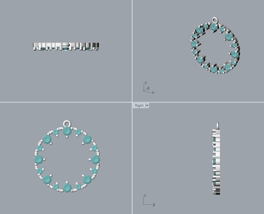 Pendant round gems 3dm stl CAD 3D print model_24