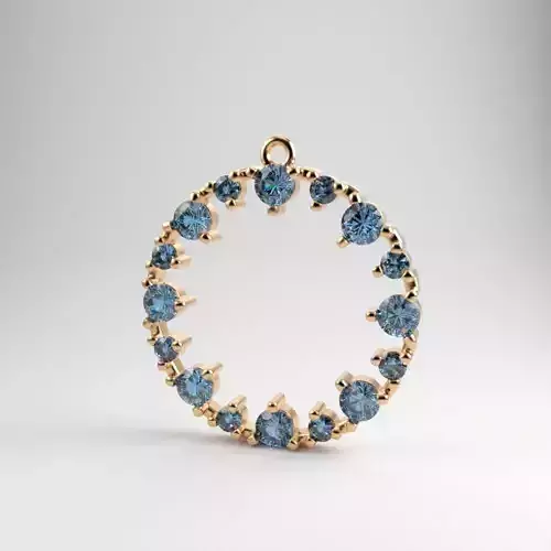 Pendant round gems 3dm stl CAD 3D print model