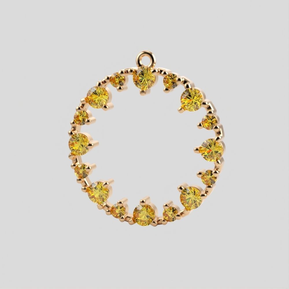 Pendant round gems 3dm stl CAD 3D print model_4