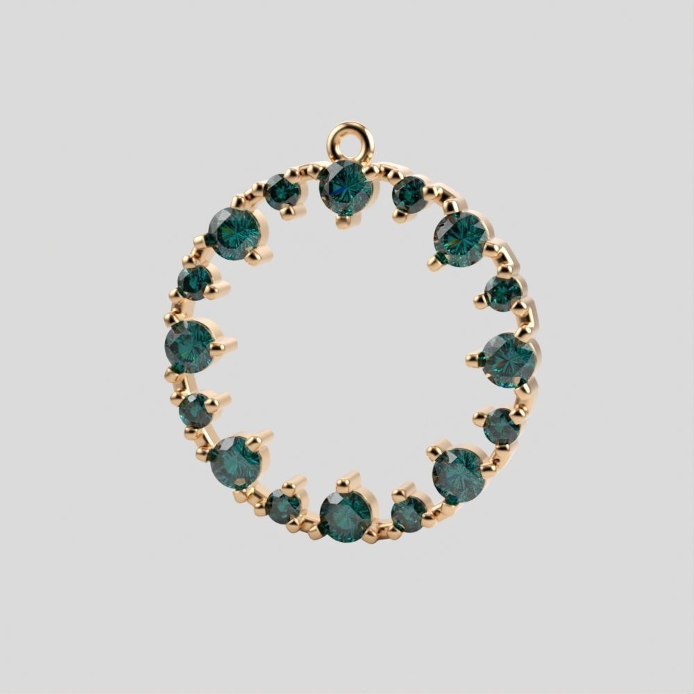 Pendant round gems 3dm stl CAD 3D print model_2