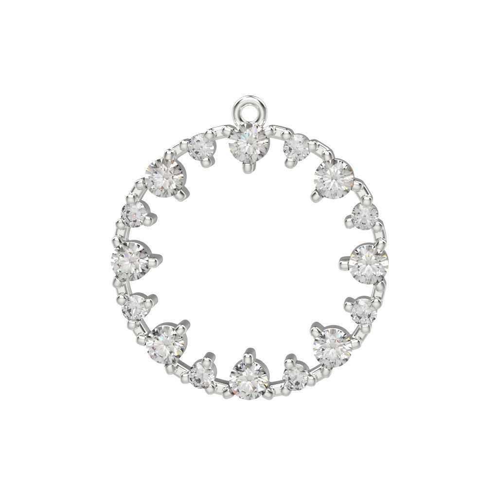 Pendant round gems 3dm stl CAD 3D print model_11