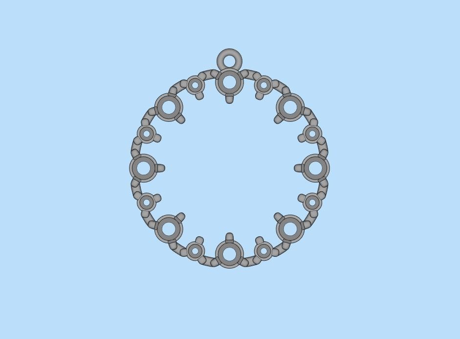 Pendant round gems 3dm stl CAD 3D print model_26