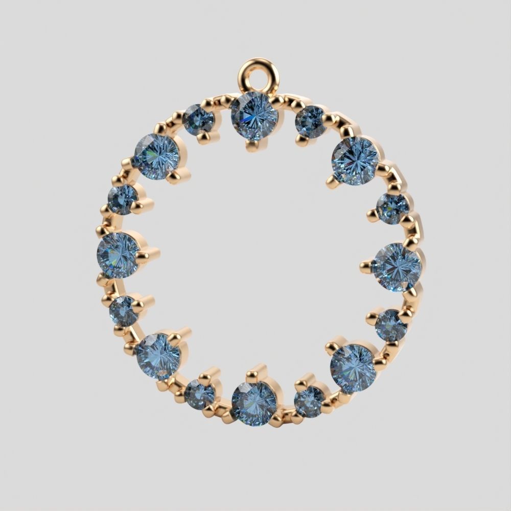 Pendant round gems 3dm stl CAD 3D print model_1