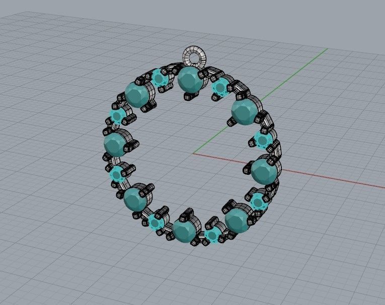 Pendant round gems 3dm stl CAD 3D print model_25