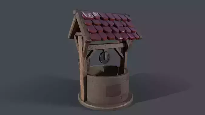 stylizedwaterwell wooden structure with roof