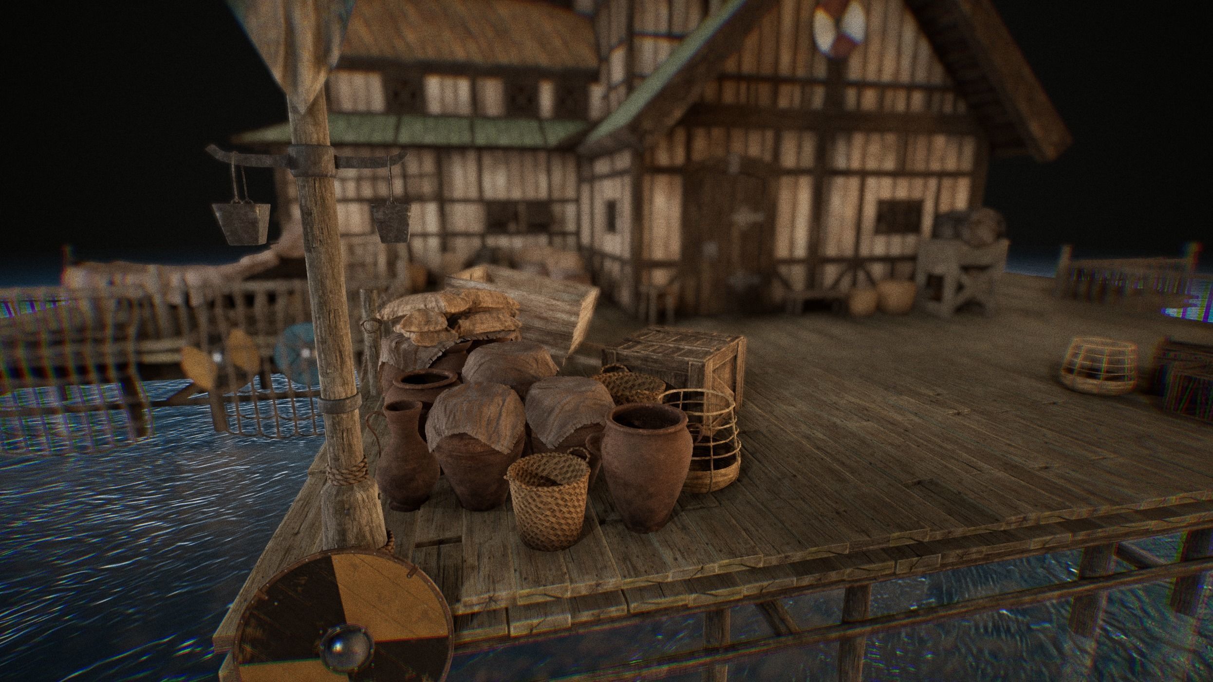 Viking Medieval Modular House Game-Ready Low-poly 3D model_3