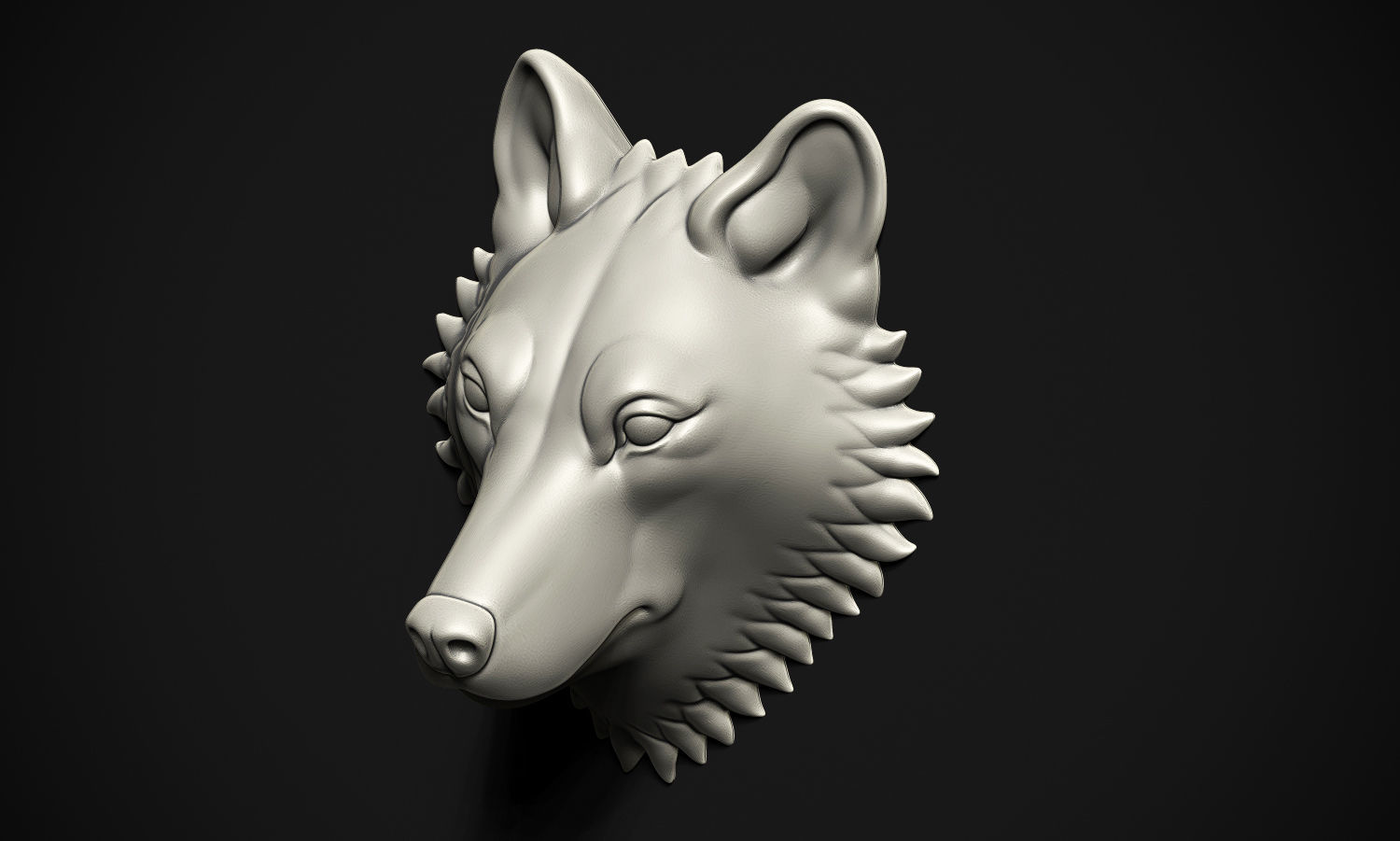 Wolf head 3D print model_4