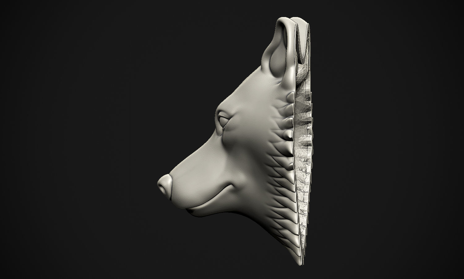 Wolf head 3D print model_22