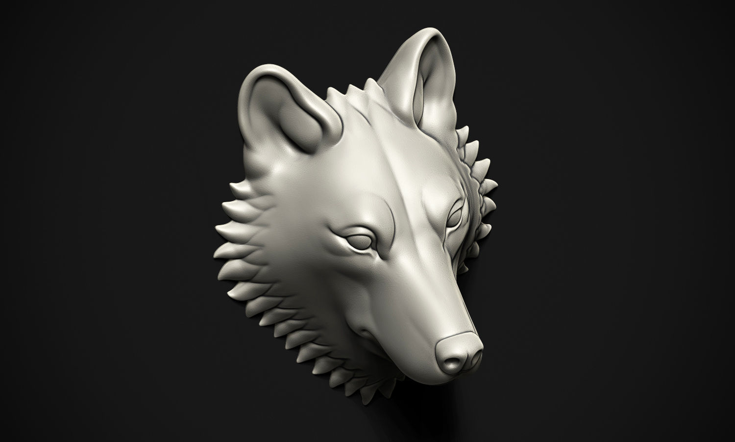Wolf head 3D print model_7