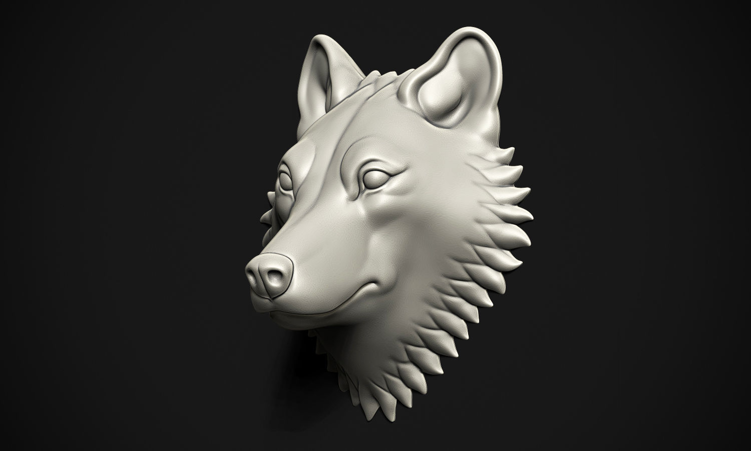 Wolf head 3D print model_3