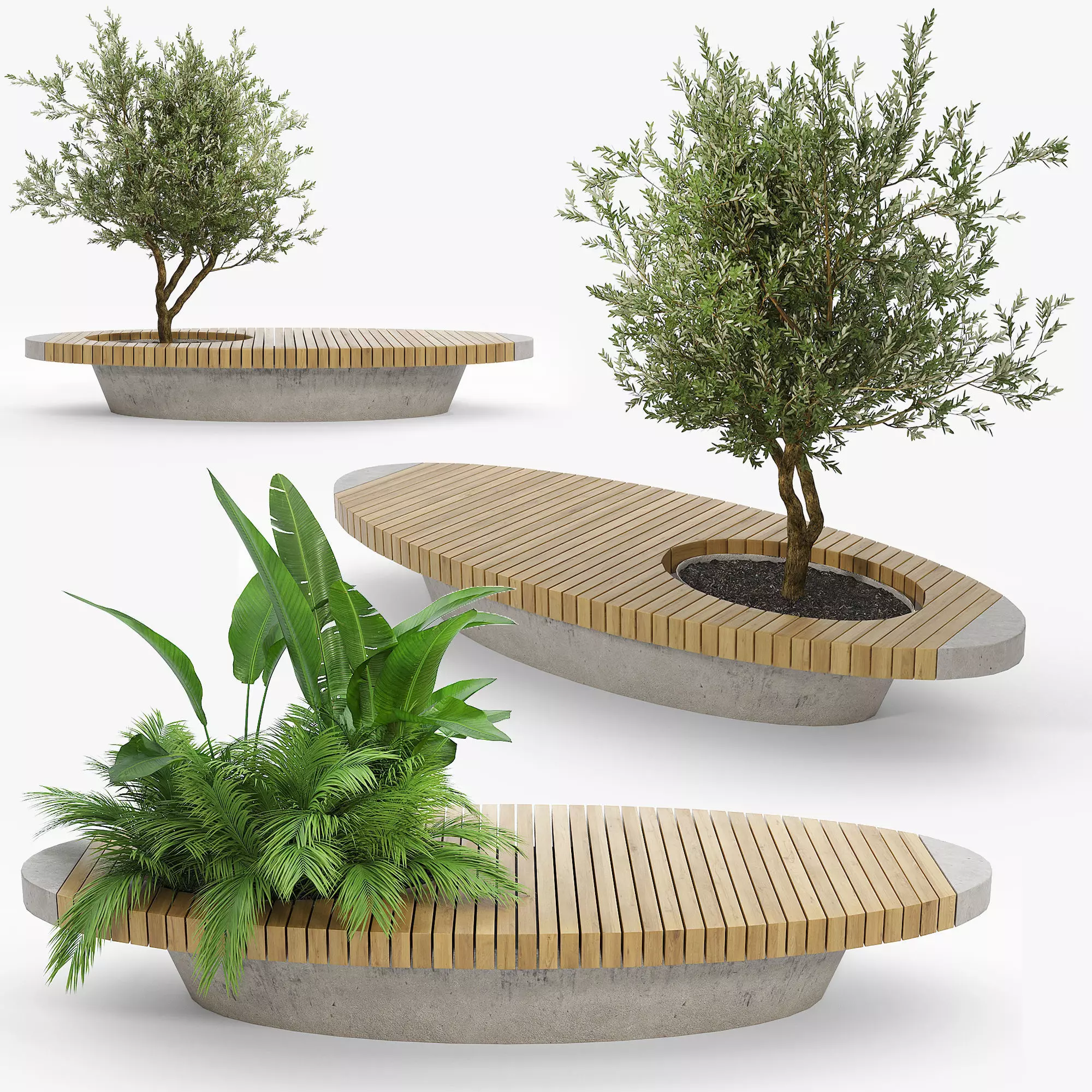 Bench flowerbed 3D model