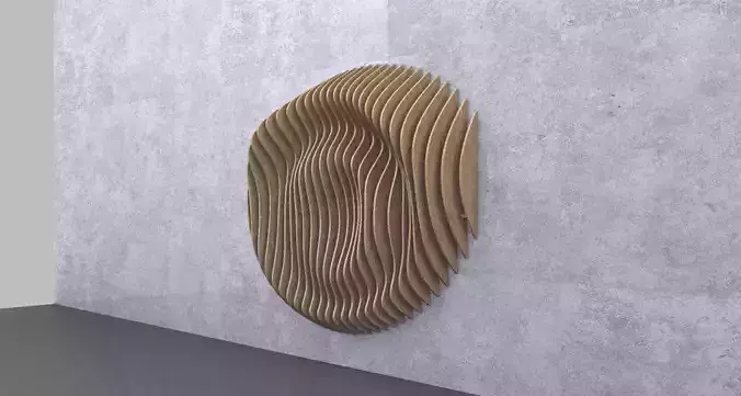 Parametric Circular Wavy Wooden Panels  3D model