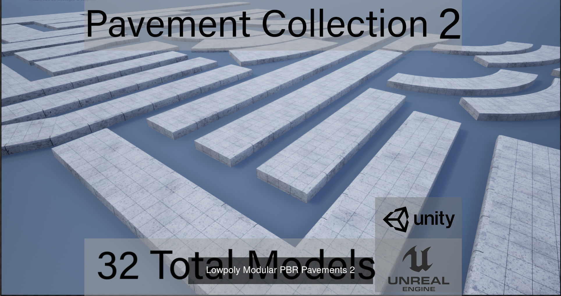 PBR Modular Lowpoly Pavement Mega Pack 3D Model Collection_3
