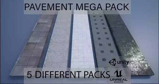 PBR Modular Lowpoly Pavement Mega Pack