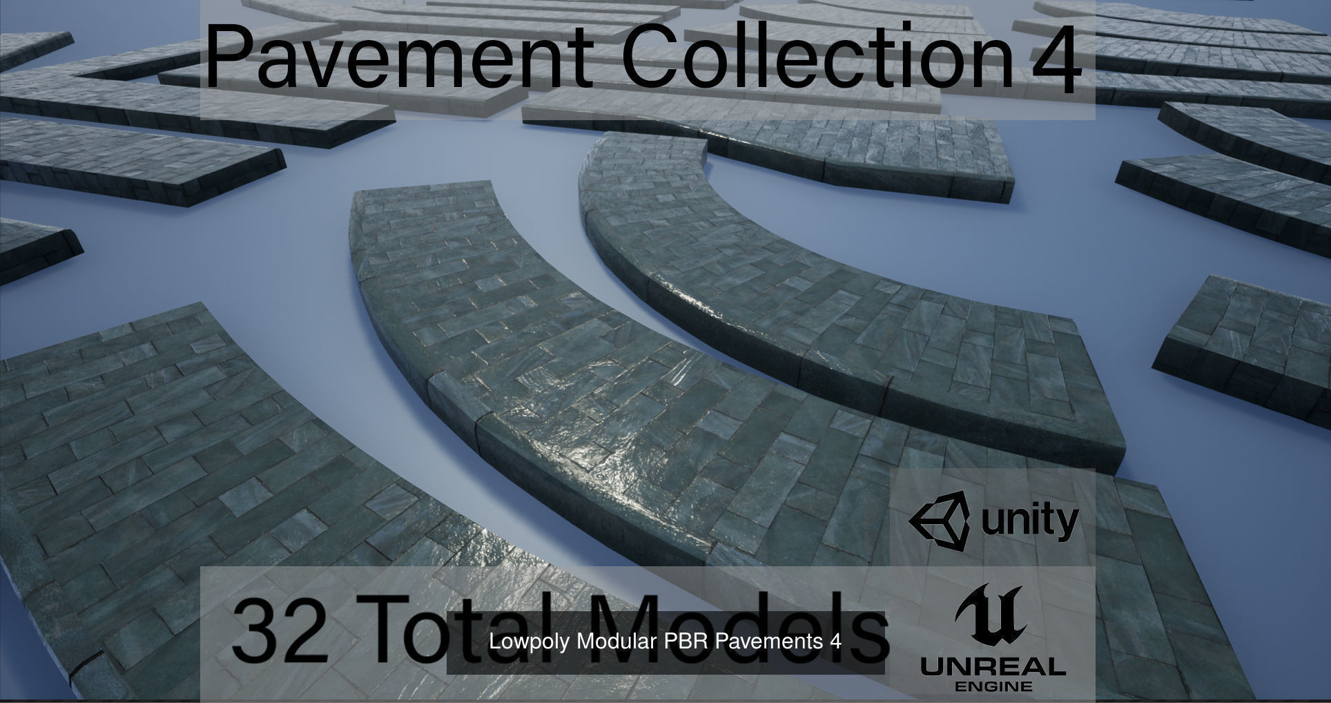 PBR Modular Lowpoly Pavement Mega Pack 3D Model Collection_5