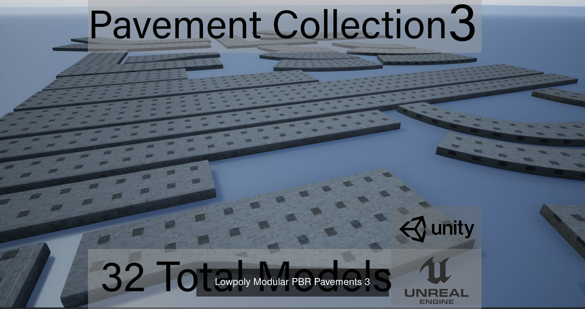 PBR Modular Lowpoly Pavement Mega Pack 3D Model Collection_4