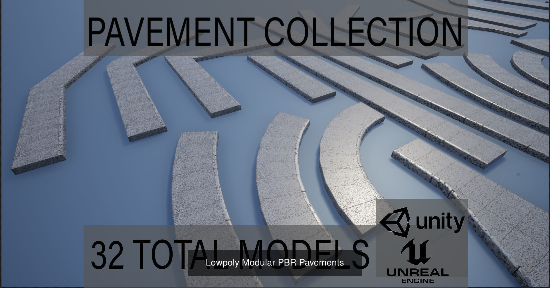 PBR Modular Lowpoly Pavement Mega Pack 3D Model Collection_2
