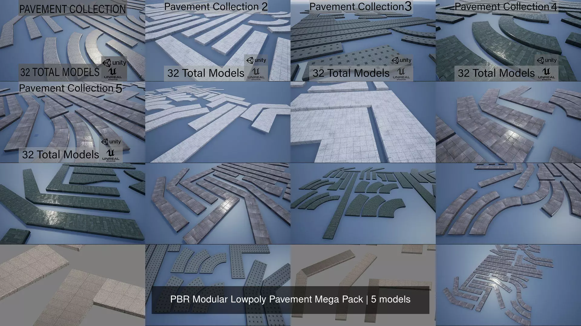 PBR Modular Lowpoly Pavement Mega Pack 3D Model Collection_1