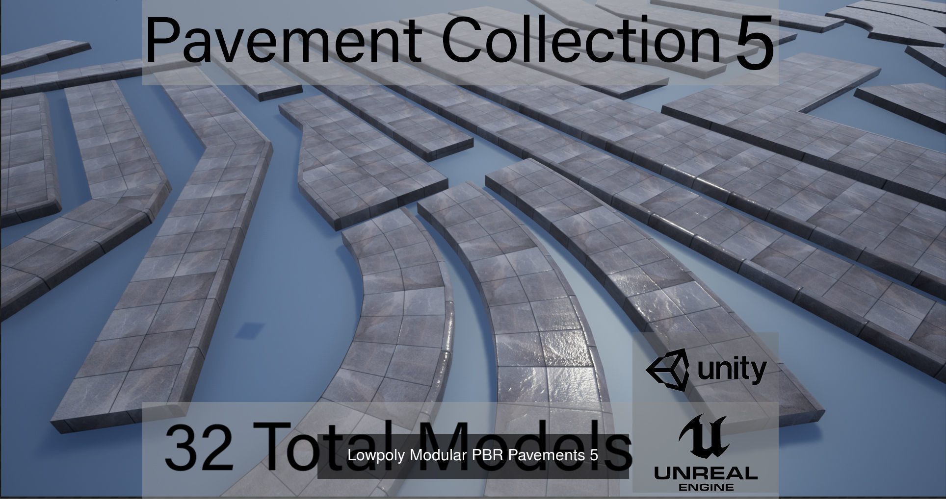 PBR Modular Lowpoly Pavement Mega Pack 3D Model Collection_6