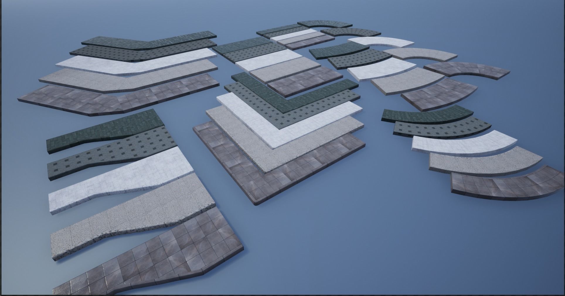 PBR Modular Lowpoly Pavement Mega Pack 3D Model Collection_14
