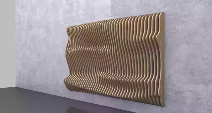Parametric Wavy Wooden Panels 09 3D model