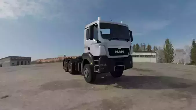 3D Low Poly Truck MAN TGS Low Loader Low-poly 3D model