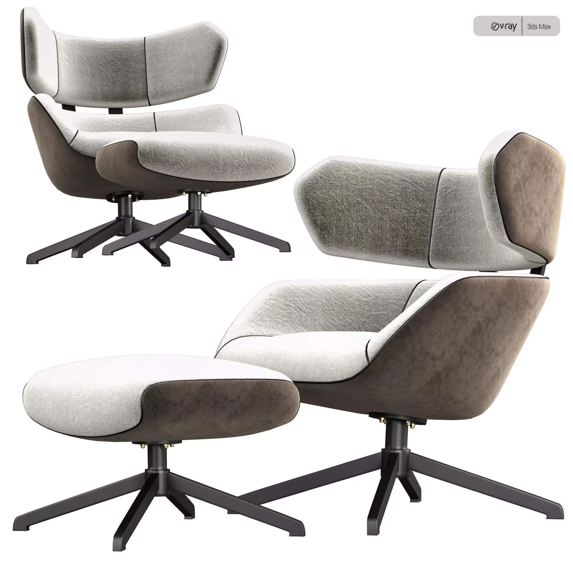 Camila armchair and Pouf 3D model