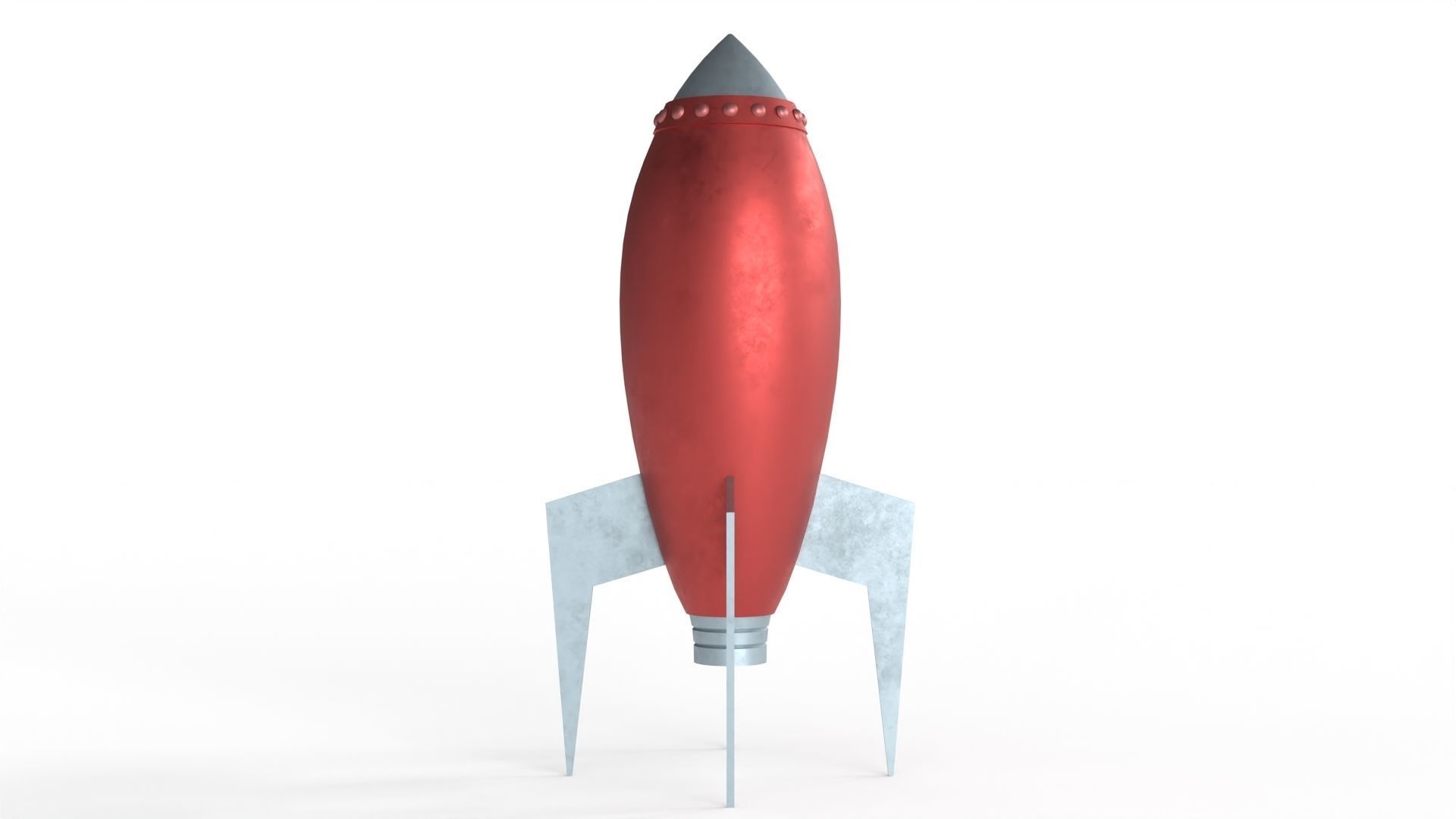 Red Metal Rocket Low-poly 3D model_5