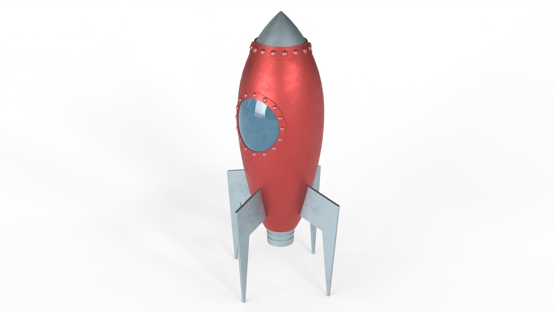 Red Metal Rocket Low-poly 3D model_2