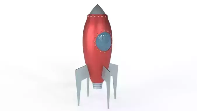 Red Metal Rocket Low-poly 3D model