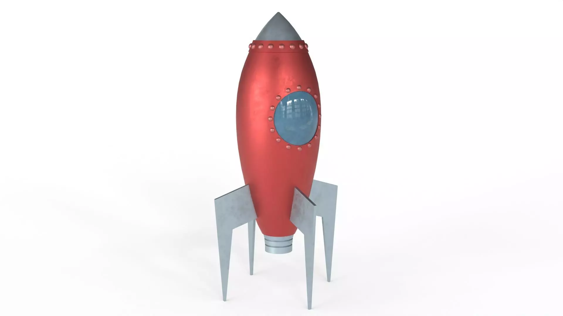 Red Metal Rocket Low-poly 3D model_0