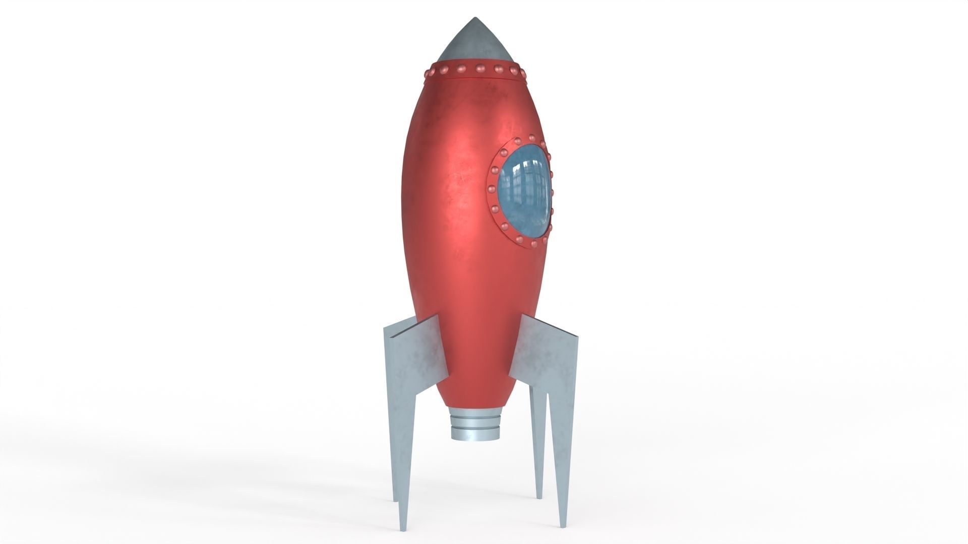 Red Metal Rocket Low-poly 3D model_3