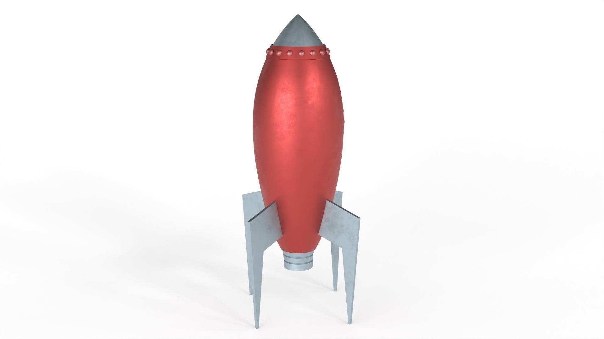 Red Metal Rocket Low-poly 3D model_1