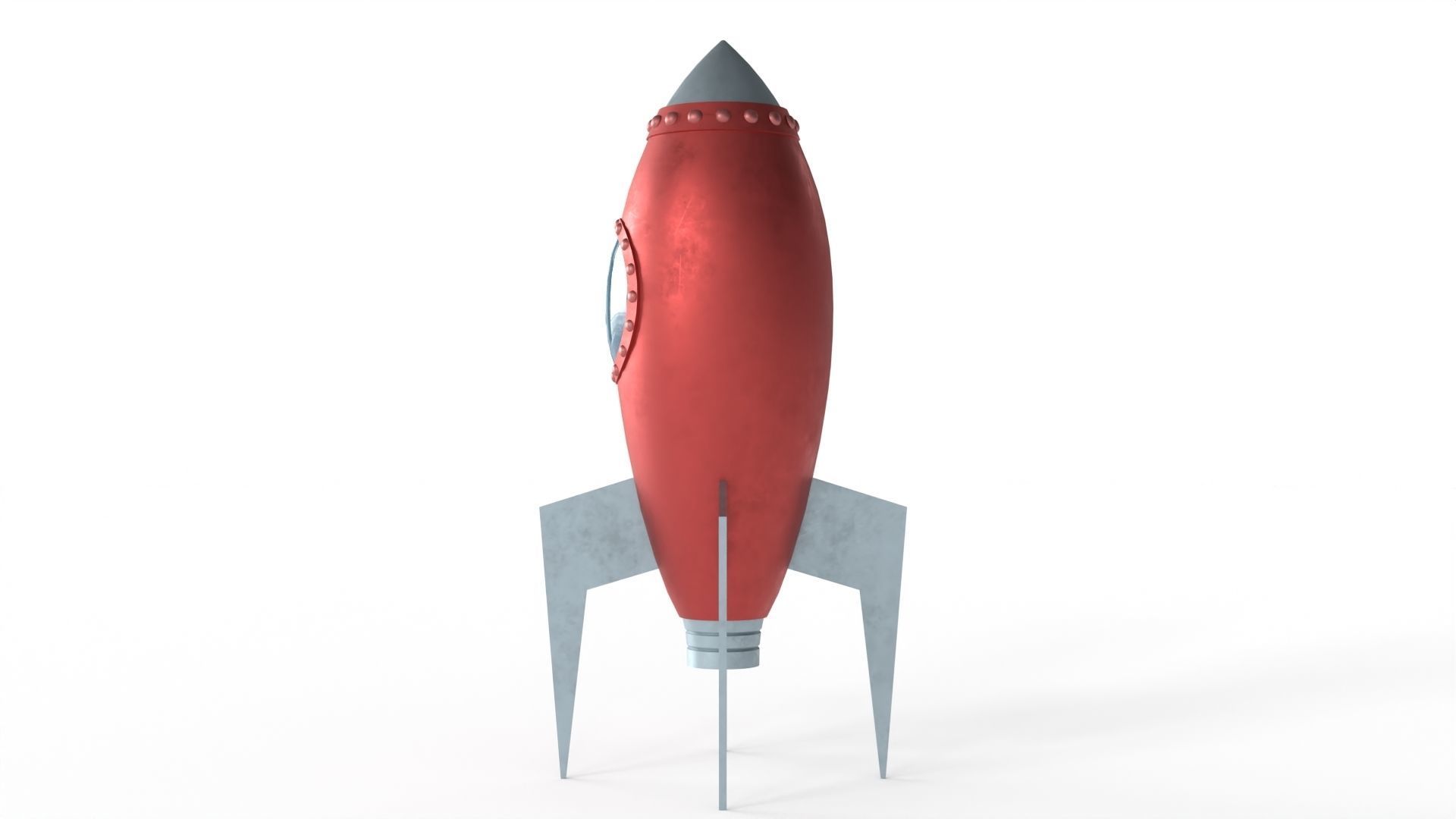 Red Metal Rocket Low-poly 3D model_7