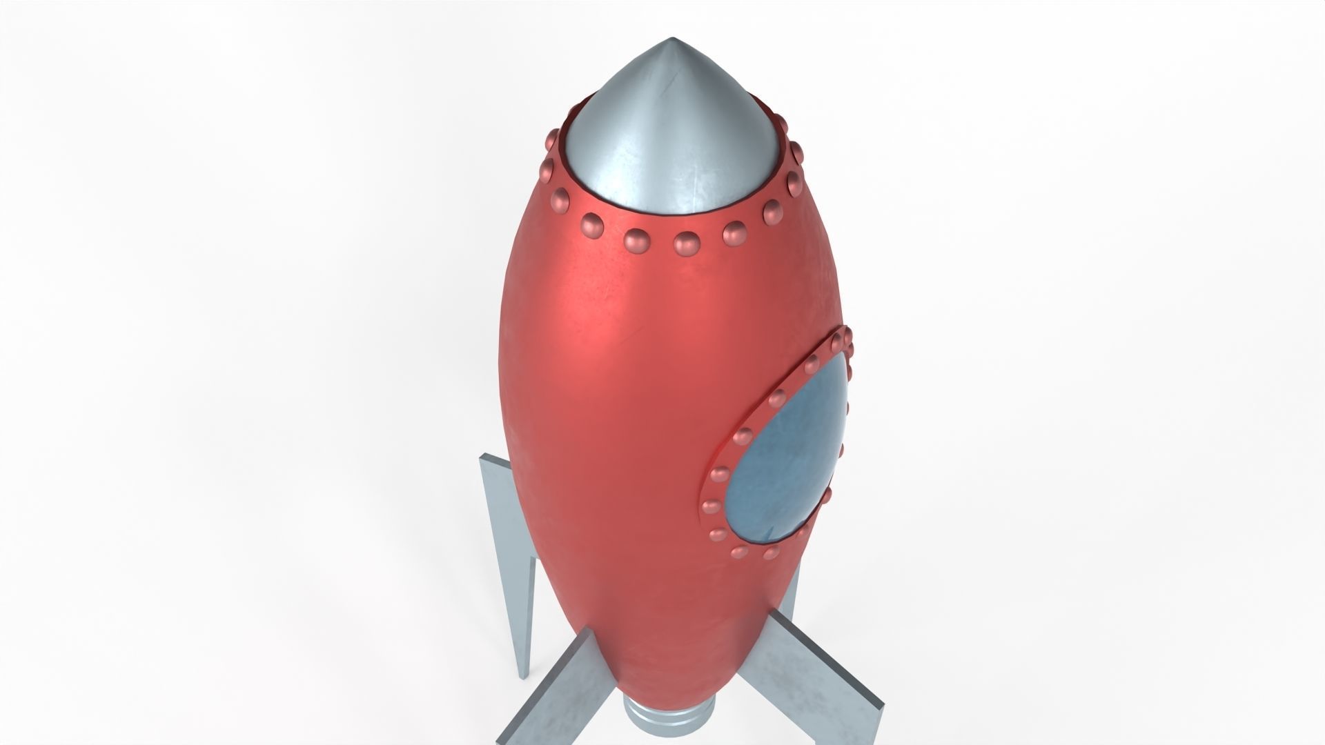 Red Metal Rocket Low-poly 3D model_8