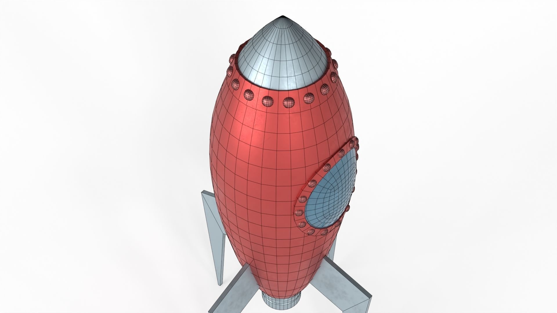 Red Metal Rocket Low-poly 3D model_18