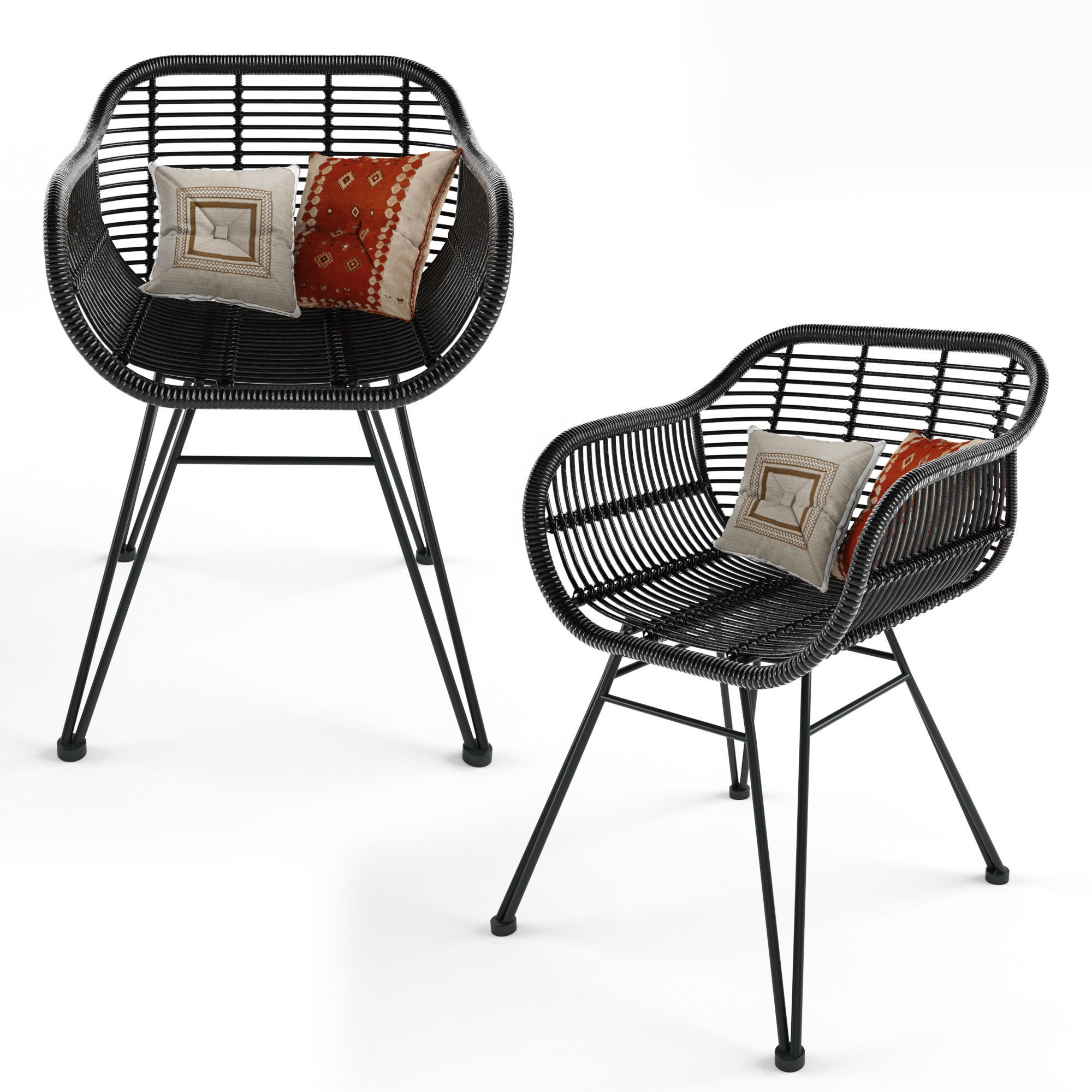 Wicker armchairs Costa 3D model_2