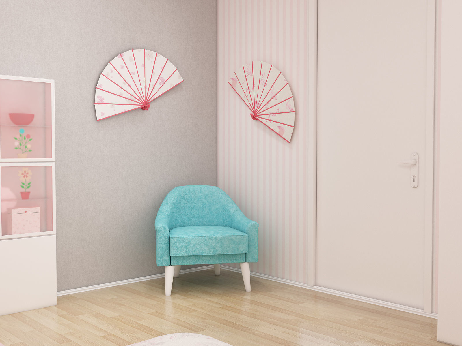 Girls bedroom interior design 3D model_9