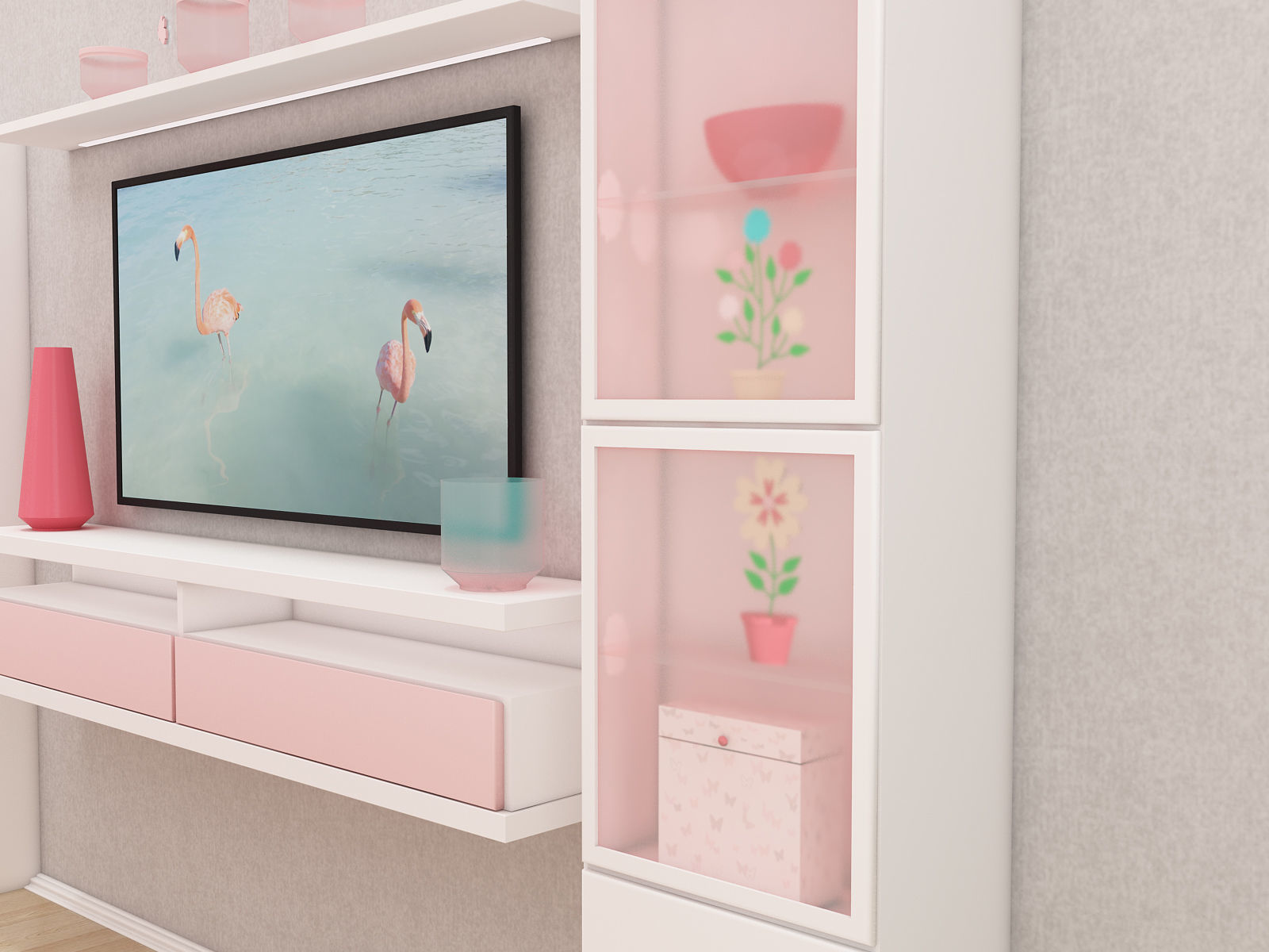 Girls bedroom interior design 3D model_21